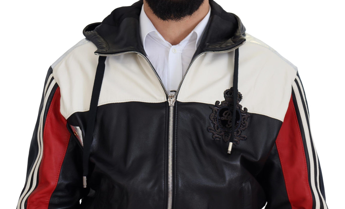 - Elite Black Leather Hooded Bomber Jacket