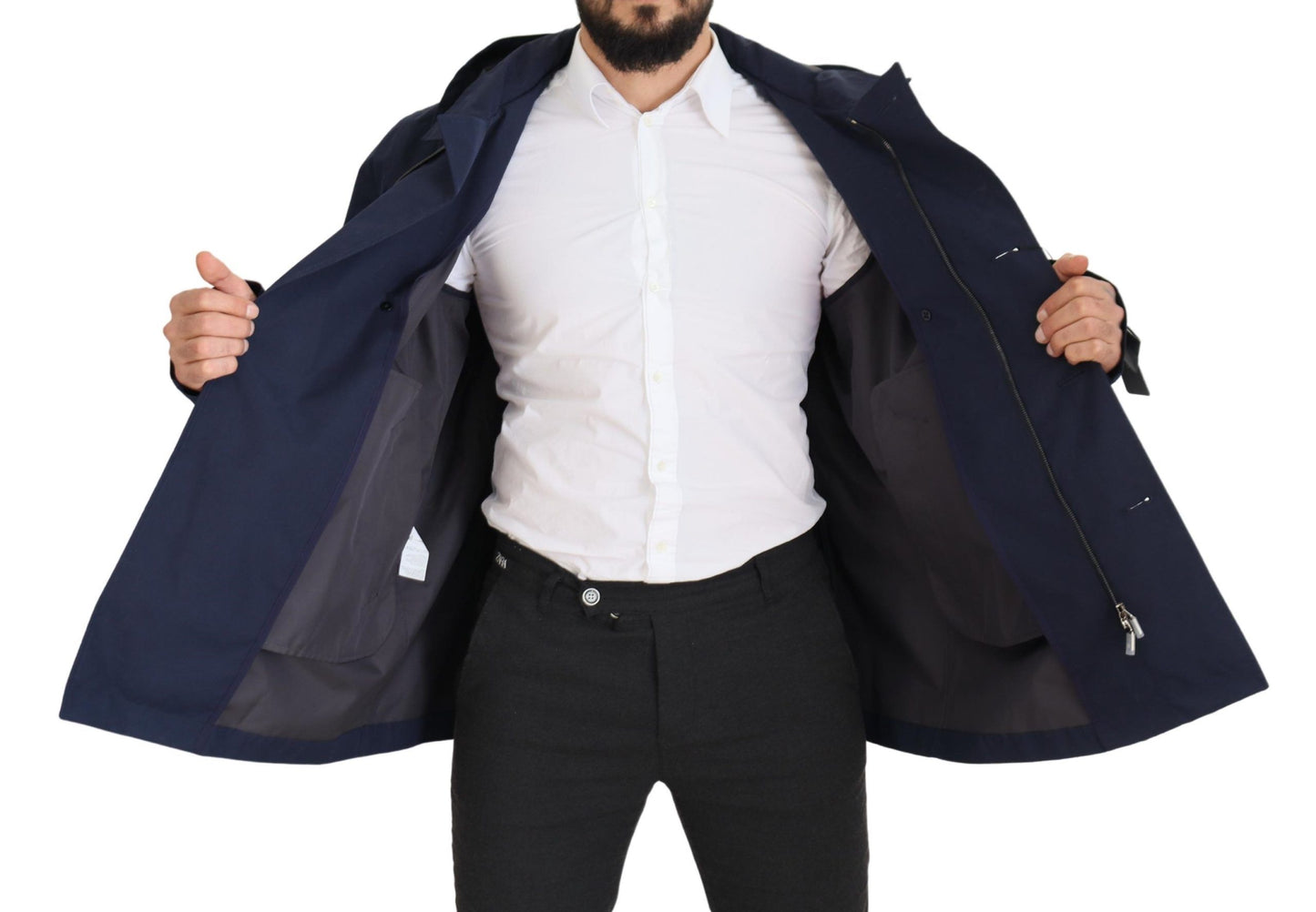 - Elegant Double-Breasted Blue Parka Jacket