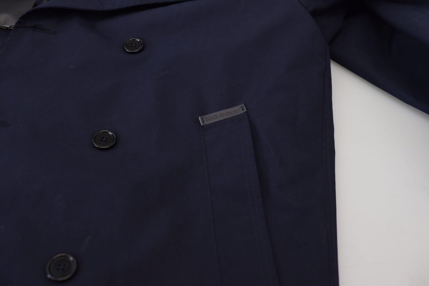 - Elegant Double-Breasted Blue Parka Jacket