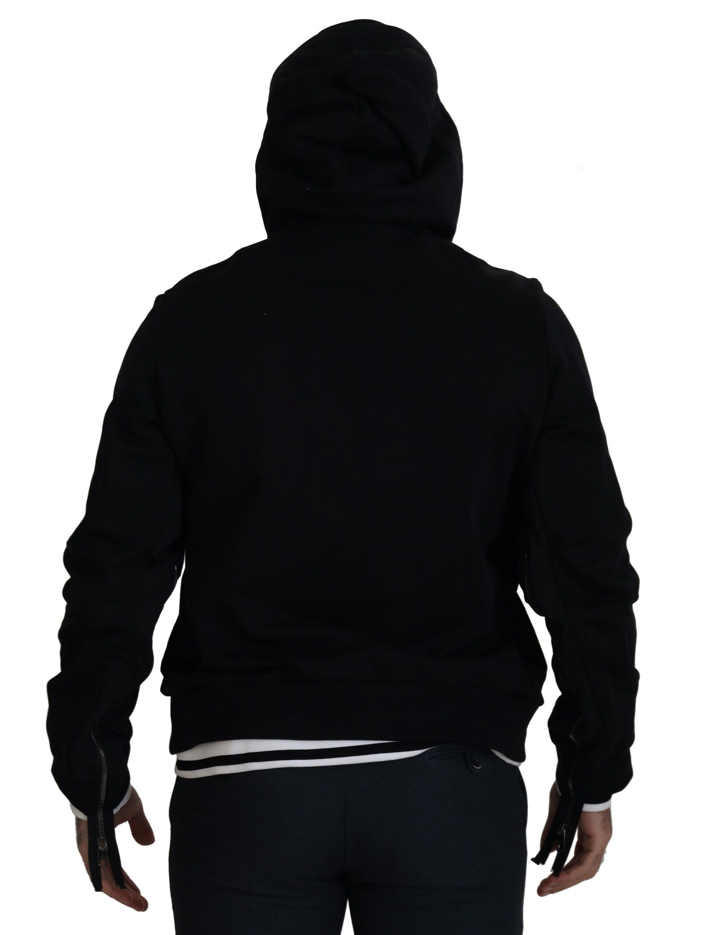 - Elegant Black Bomber Jacket with Hood