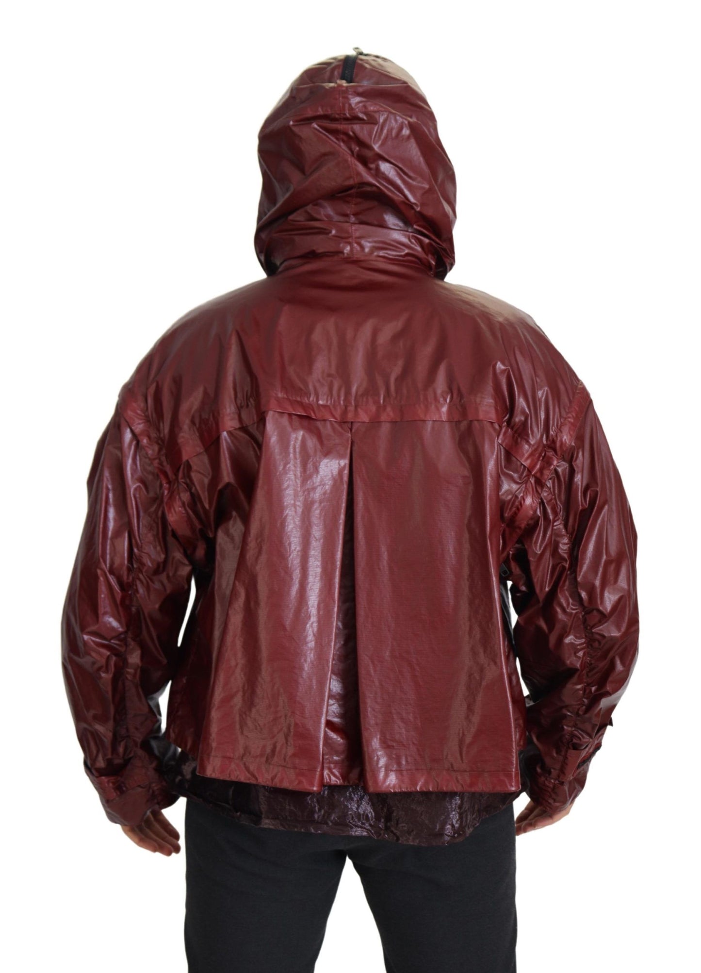 - Elegant Bordeaux Full Zip Hooded Jacket