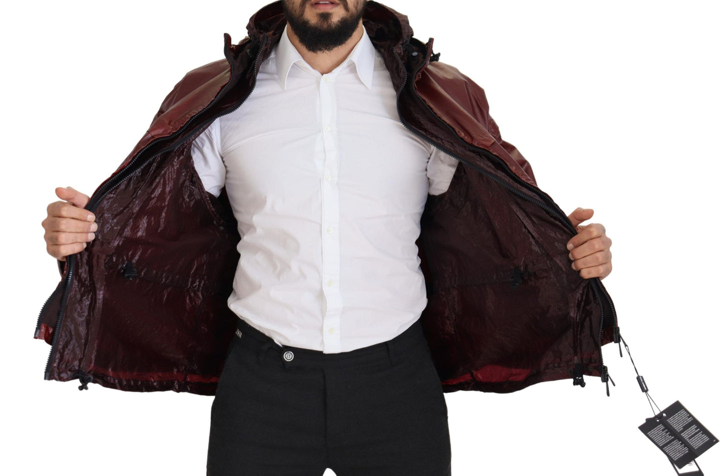 - Elegant Bordeaux Full Zip Hooded Jacket