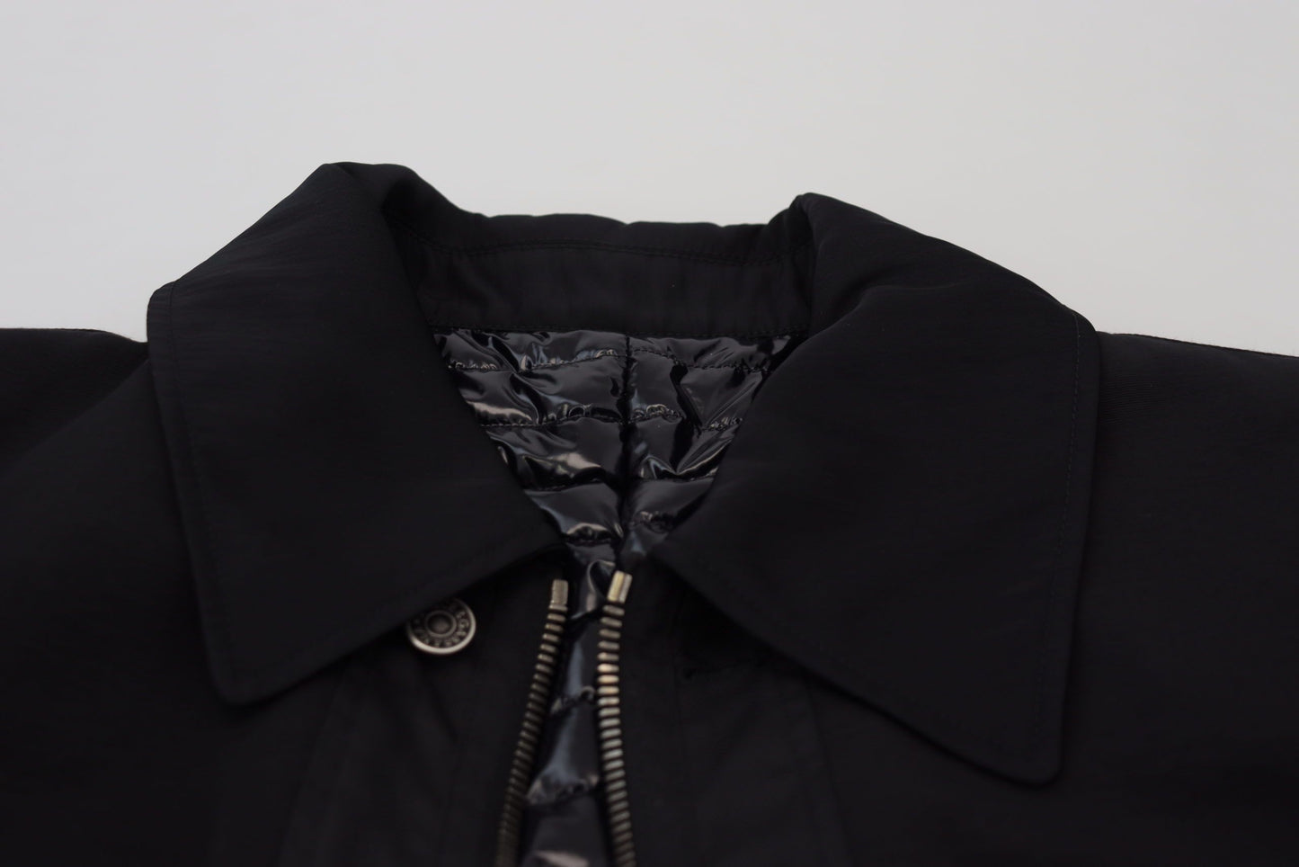 Elegant Full Zip Black Wool Blend Jacket - The Luxe Alliance