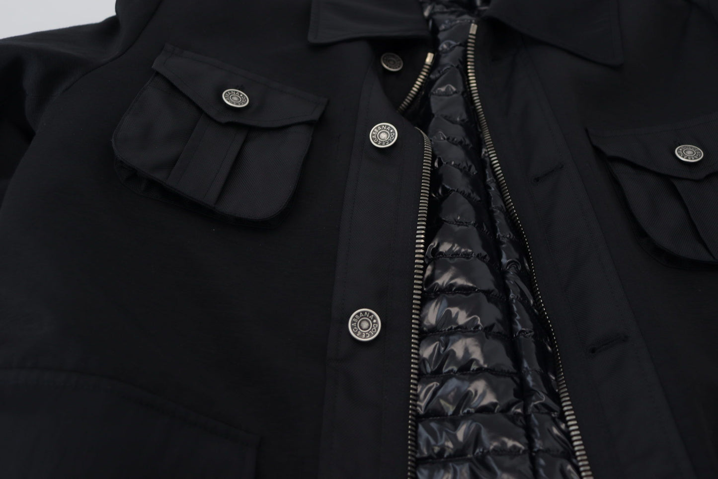 Elegant Full Zip Black Wool Blend Jacket - The Luxe Alliance