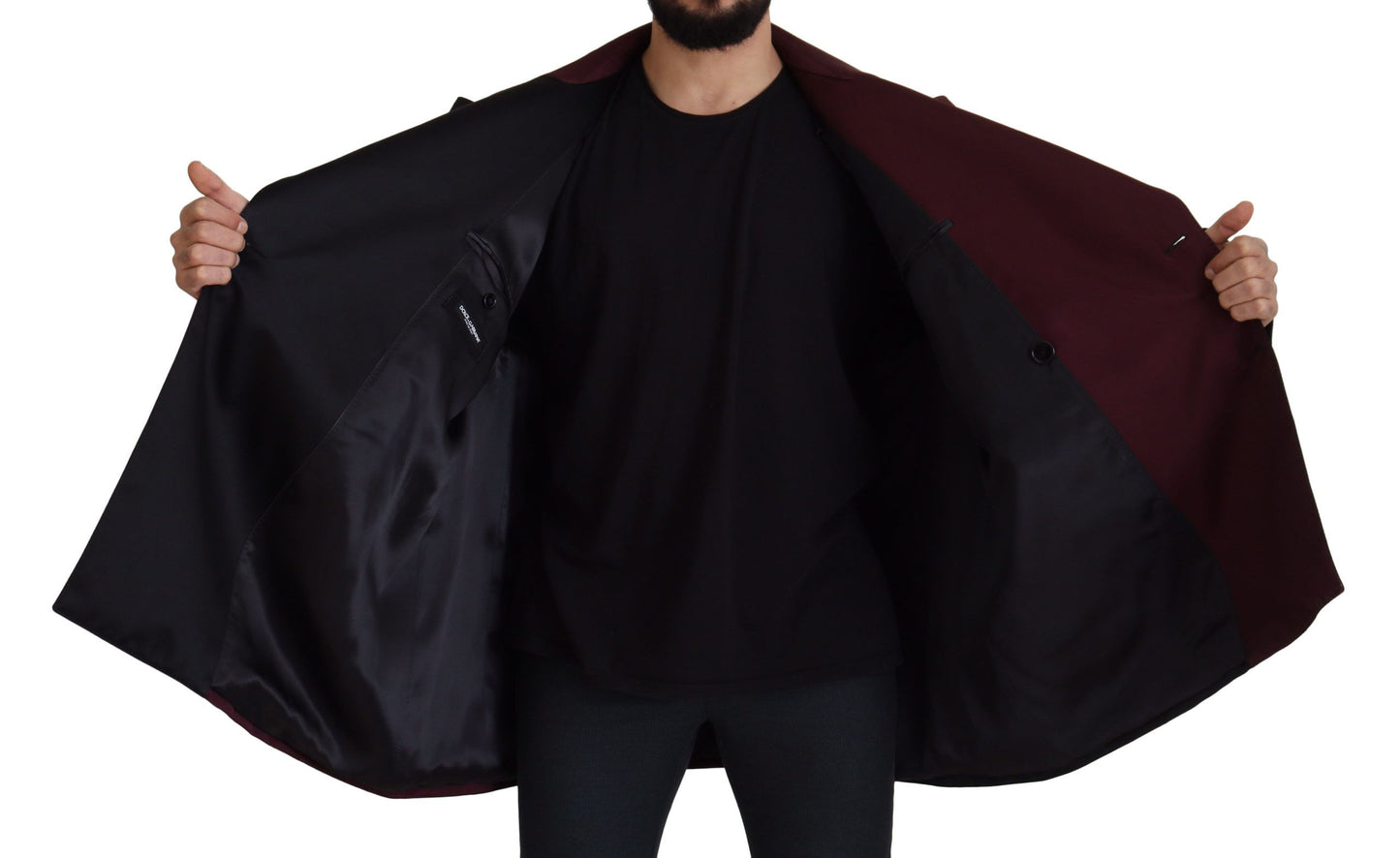 - Elegant Bordeaux Double-Breasted Jacket