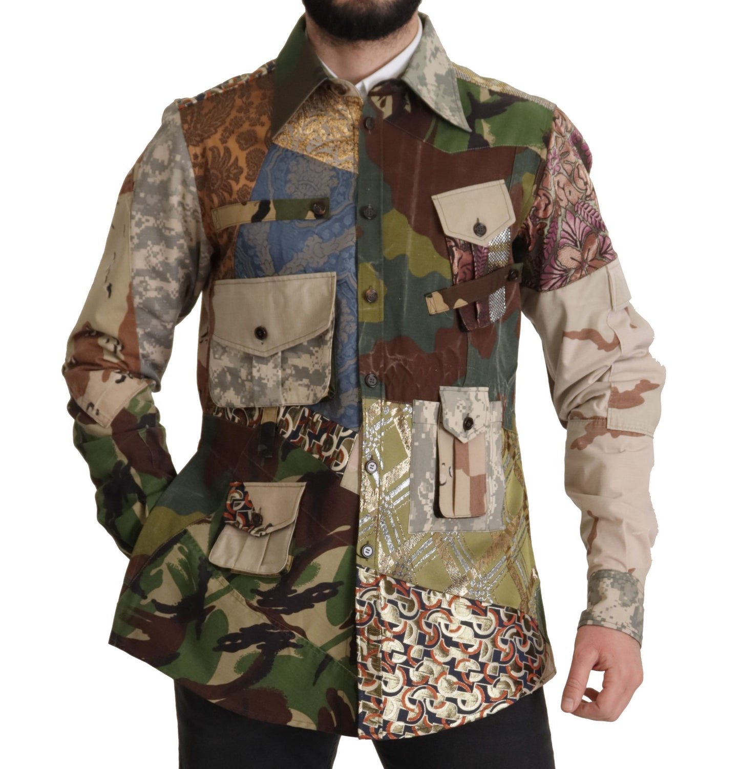 - Patchwork Camouflage Casual Shirt