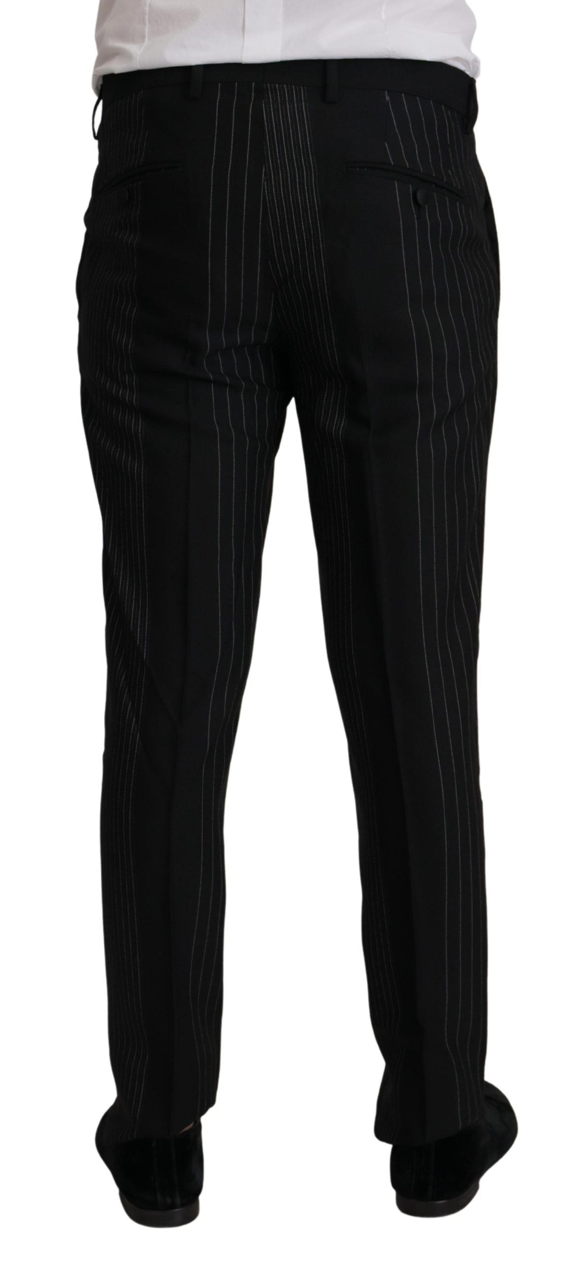 - Elegant Black Striped Slim Fit Two-Piece Suit