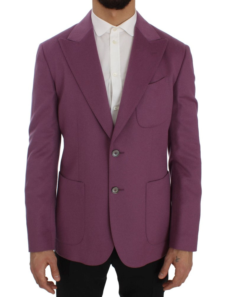 - Elegant Purple Cashmere-Silk Blend Blazer