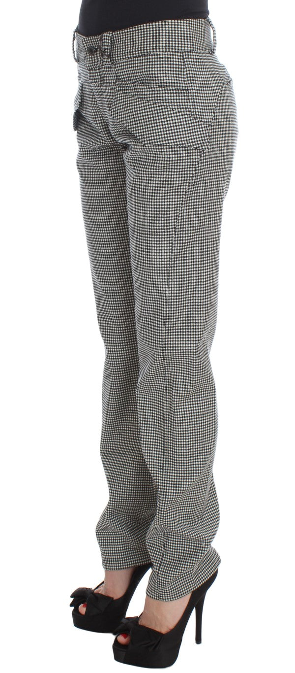- Chic Checkered Black & White Regular Fit Pants