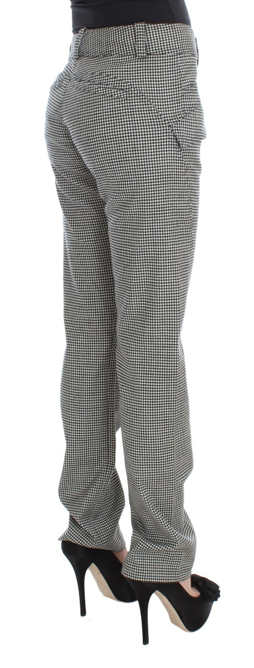 - Chic Checkered Black & White Regular Fit Pants