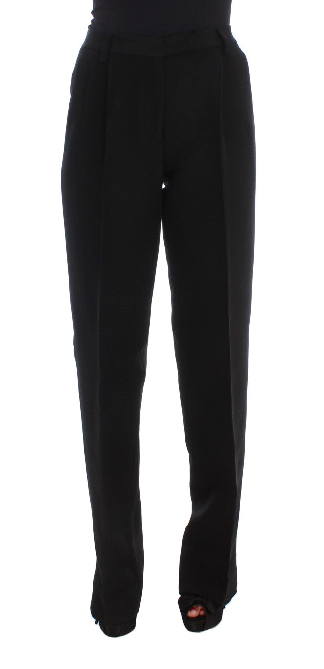 - Chic Black Wide Leg Silk Blend Jeans