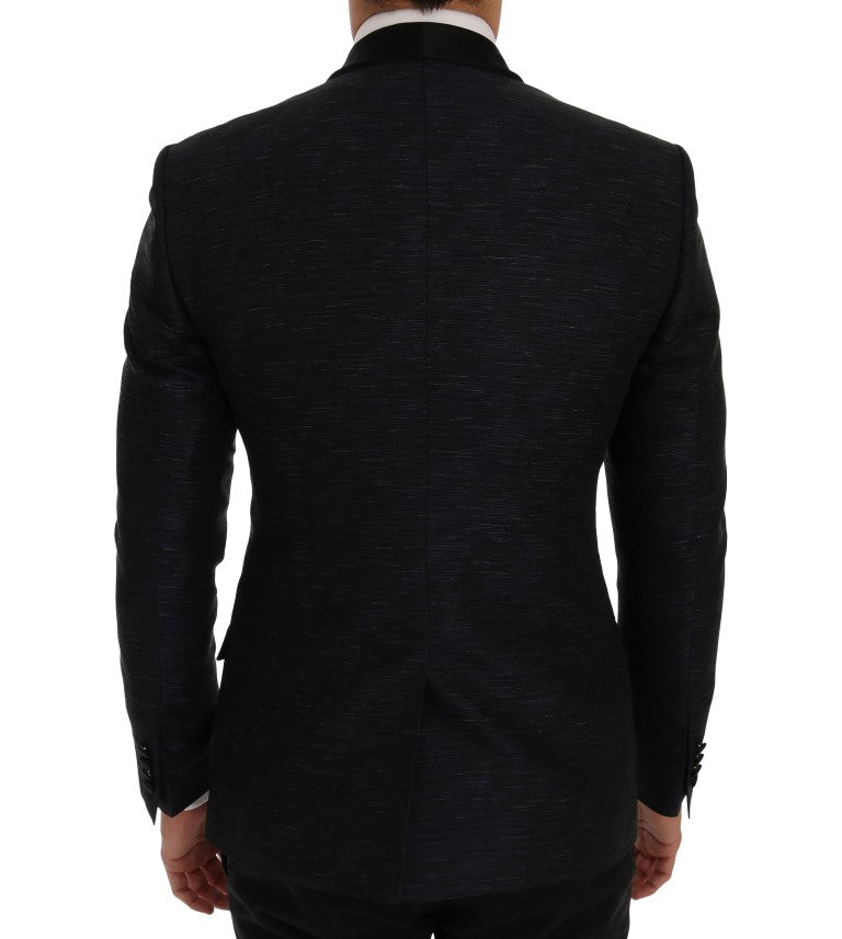 - Elegant Blue & Black Slim Fit Suit Ensemble