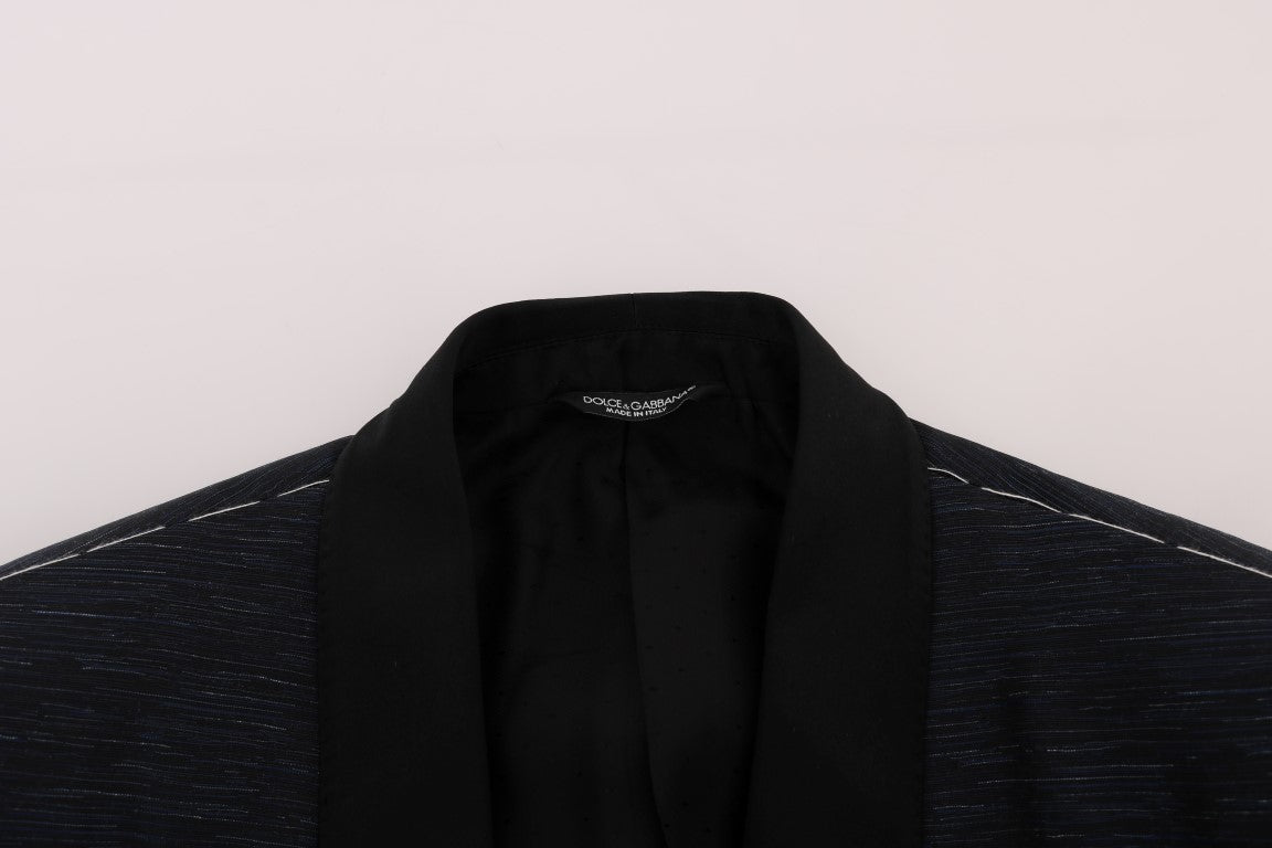 - Elegant Blue & Black Slim Fit Suit Ensemble
