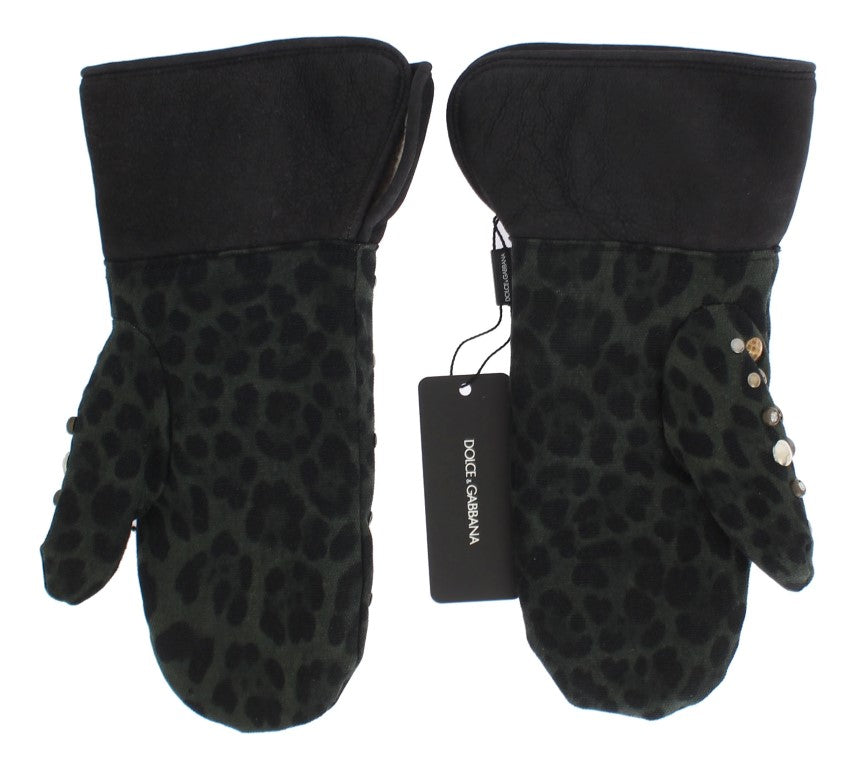 - Elegant Studded Gray Wool Shearling Gloves