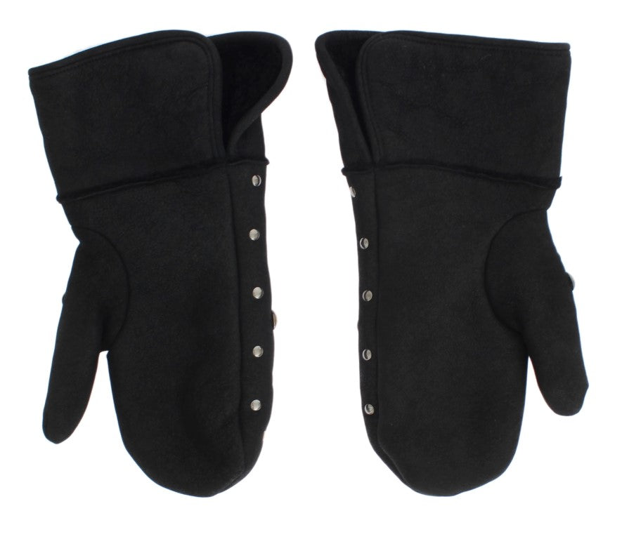 - Elegant Studded Gray Wool Gloves