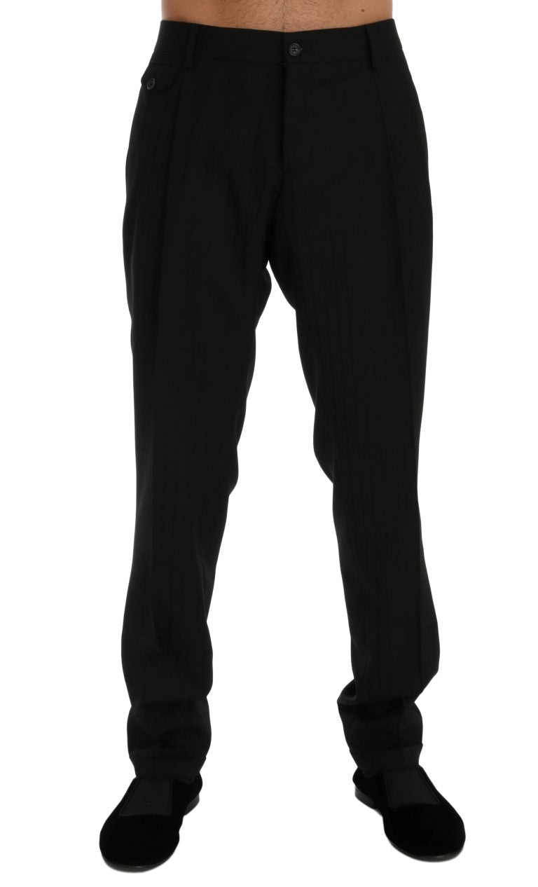 - Elegant Black Striped Straight Fit Dress Pants