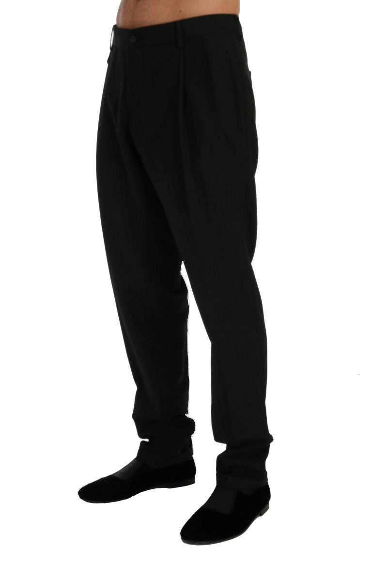 - Elegant Black Striped Straight Fit Dress Pants