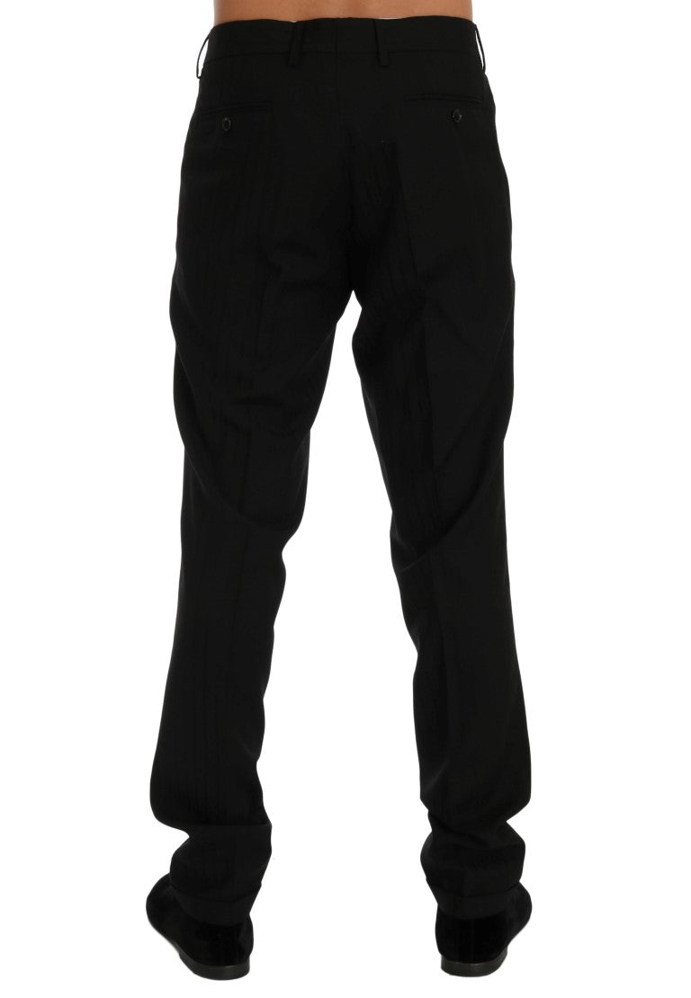 - Elegant Black Striped Straight Fit Dress Pants