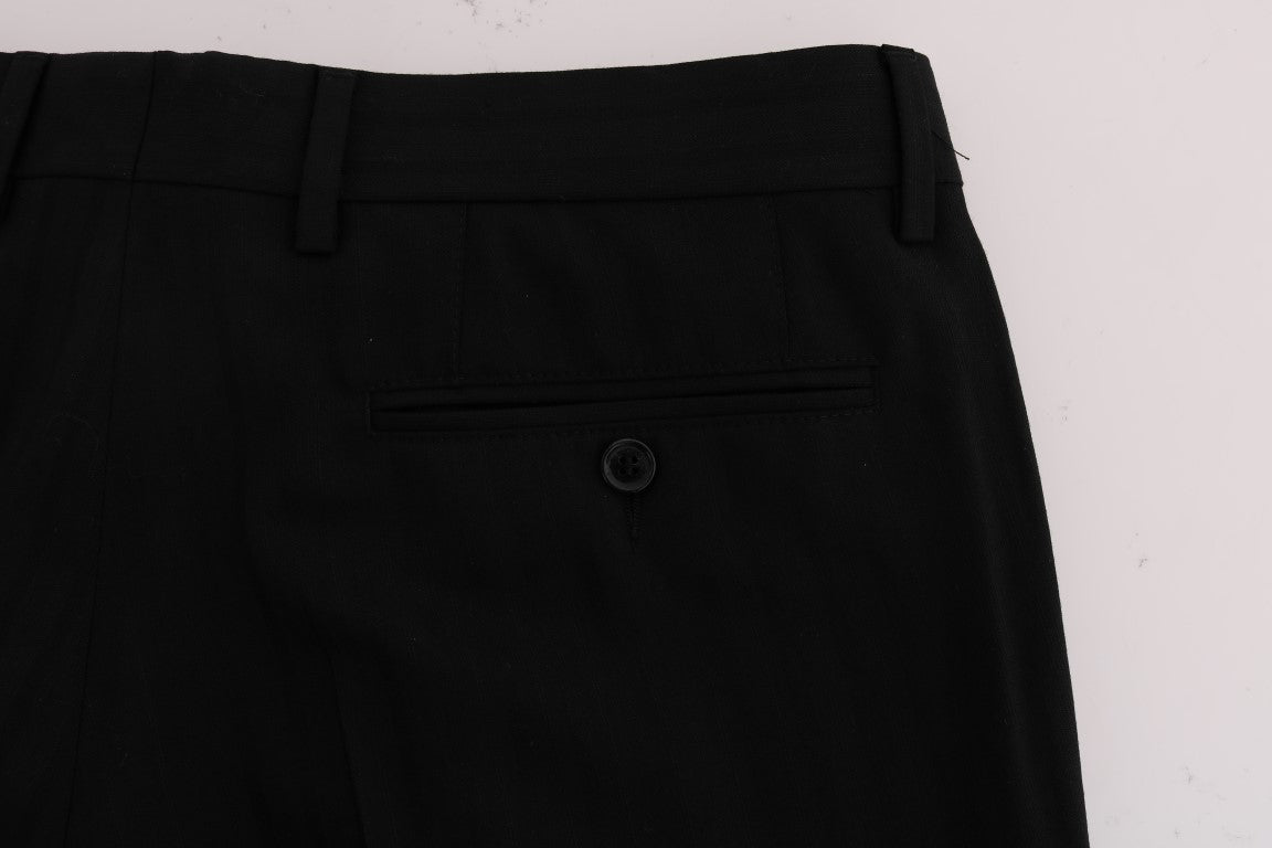 - Elegant Black Striped Straight Fit Dress Pants