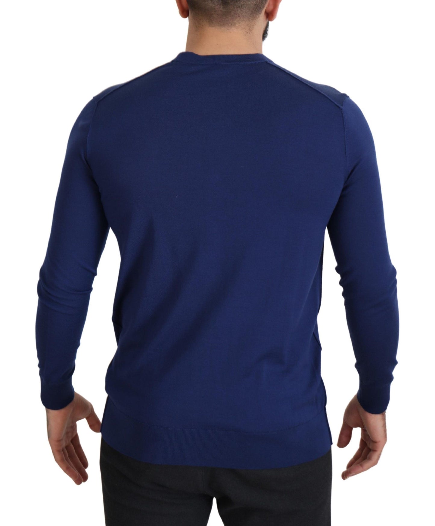 - Elegant Virgin Wool Blue Cardigan Sweater