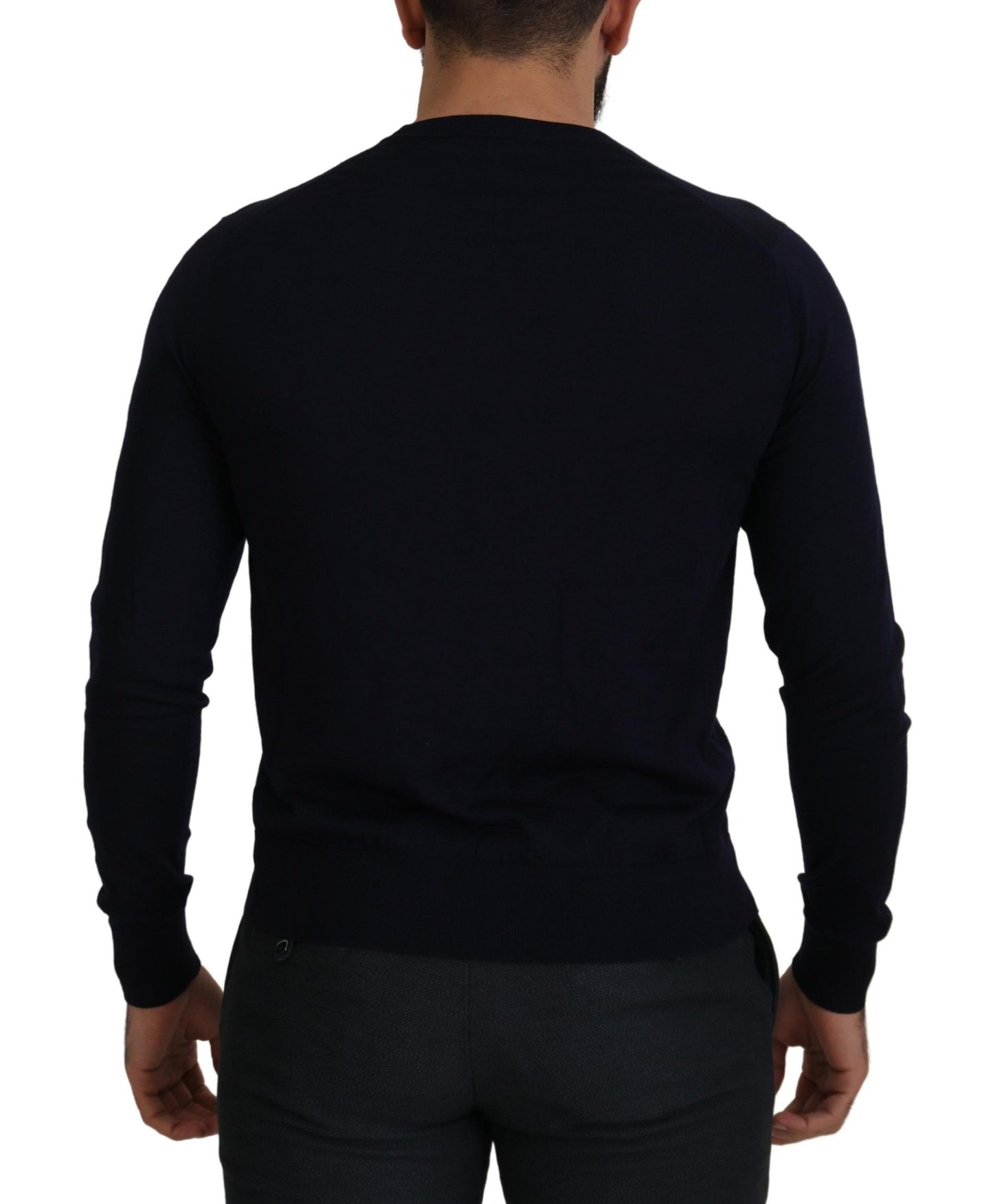 - Elegant Virgin Wool Cardigan Sweater in Blue