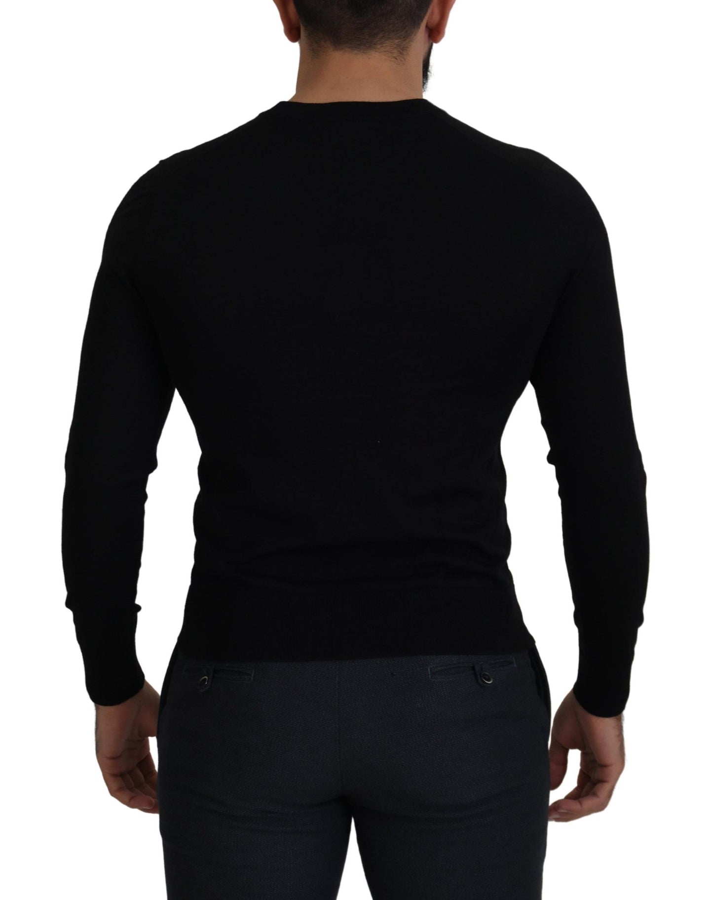 - Elegant Wool Buttoned Black Cardigan