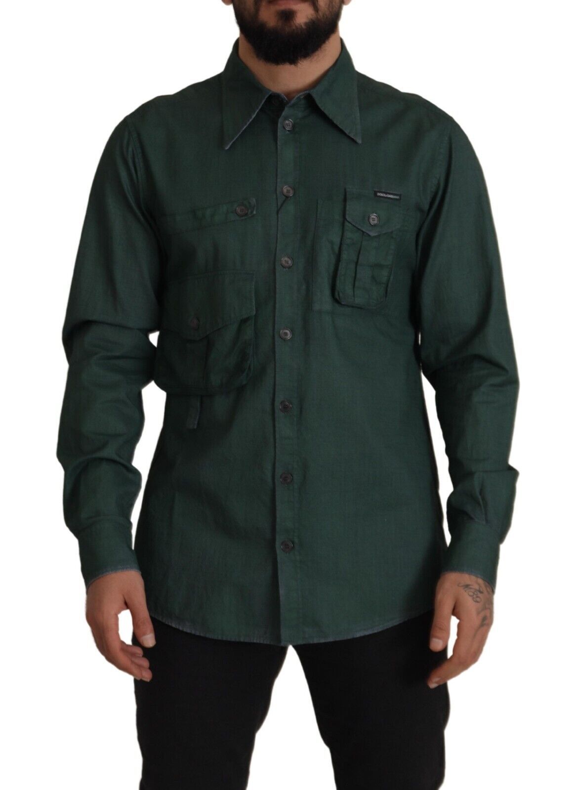 - Emerald Elegance Slim Fit Casual Shirt