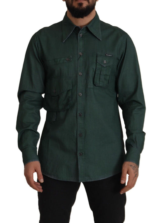 - Emerald Elegance Slim Fit Casual Shirt