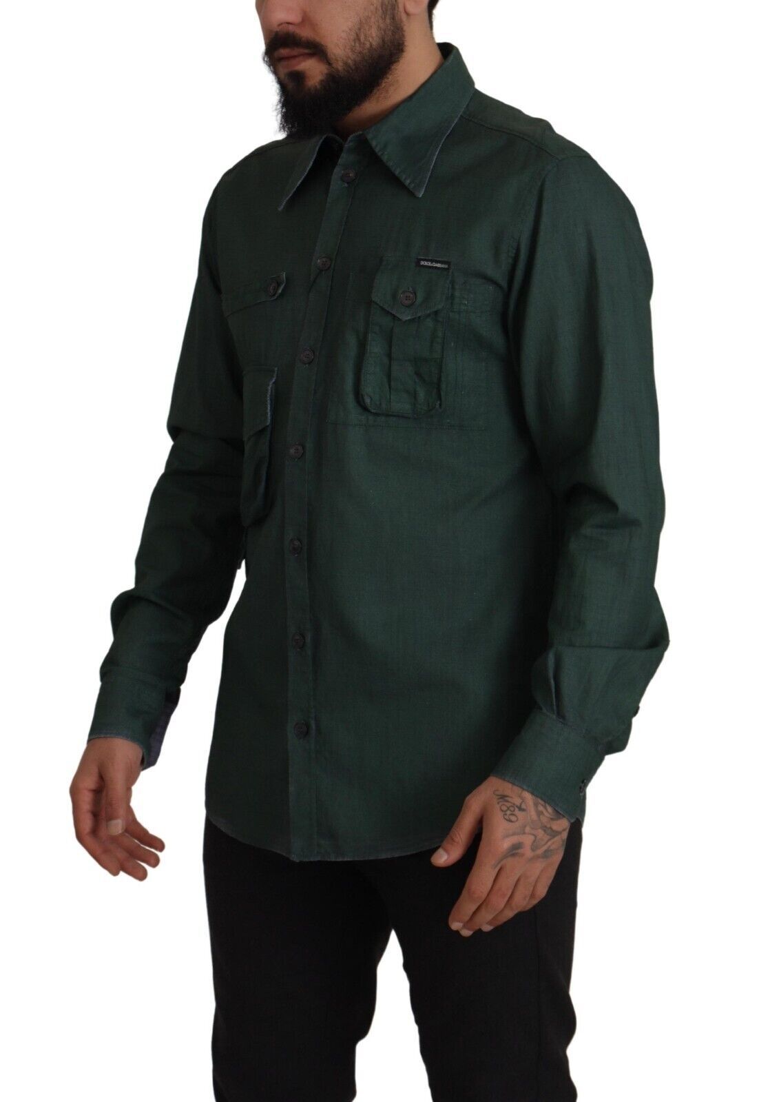 - Emerald Elegance Slim Fit Casual Shirt