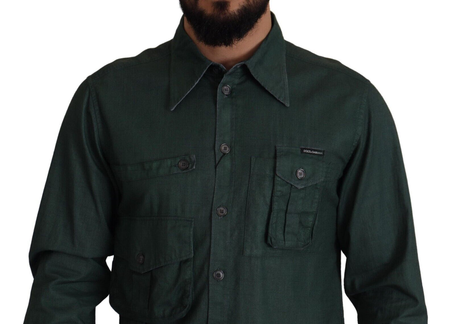 - Emerald Elegance Slim Fit Casual Shirt