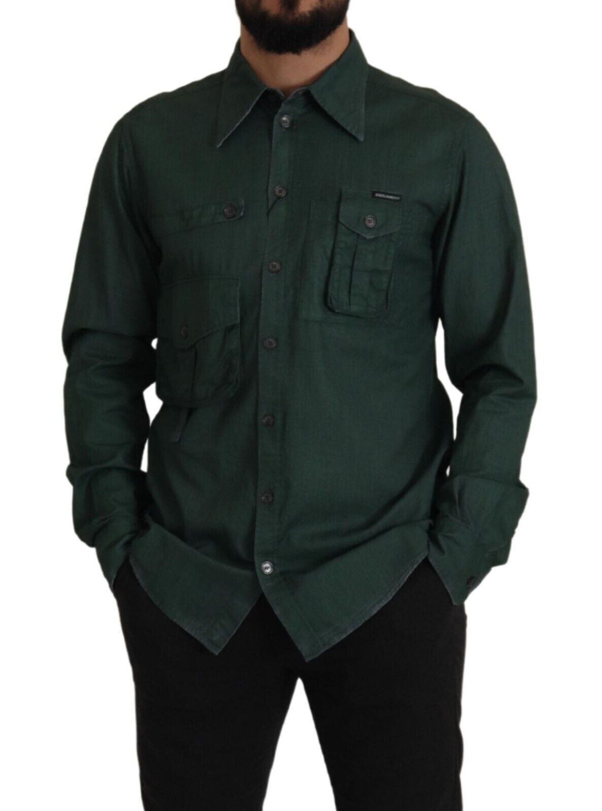 - Emerald Elegance Slim Fit Casual Shirt