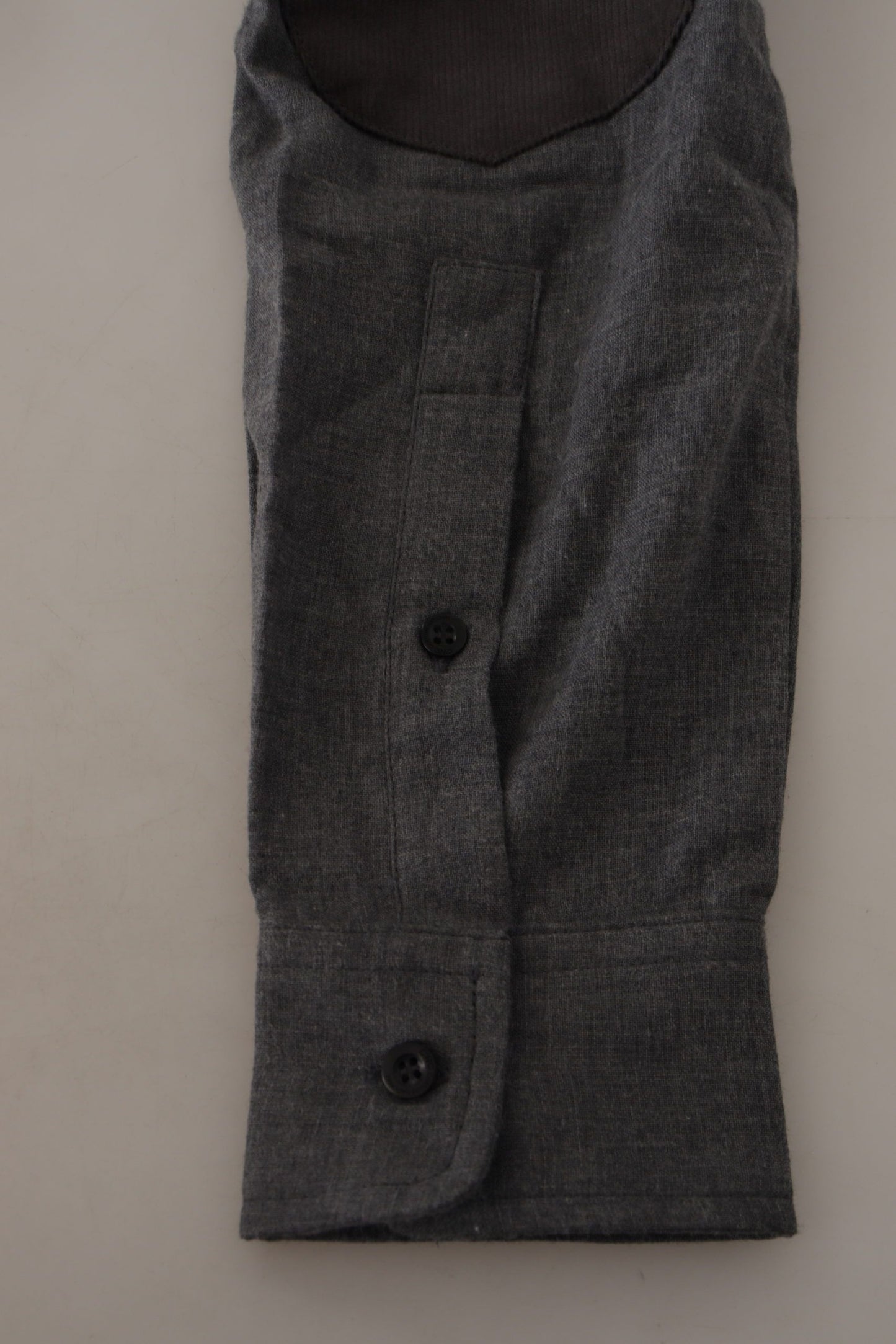 - Sleek Gray Cotton Casual Button Front Shirt