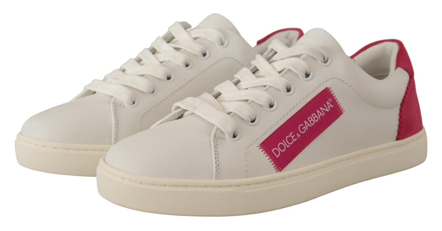 - Elegant White Leather Low-Top Sneakers