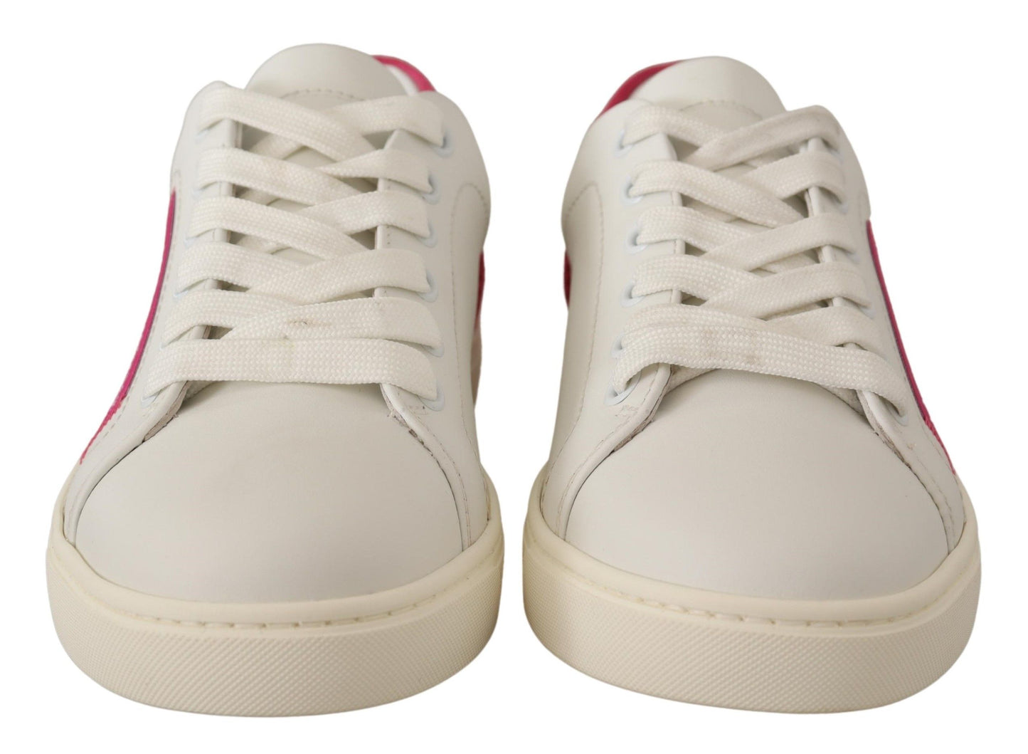 - Elegant White Leather Low-Top Sneakers