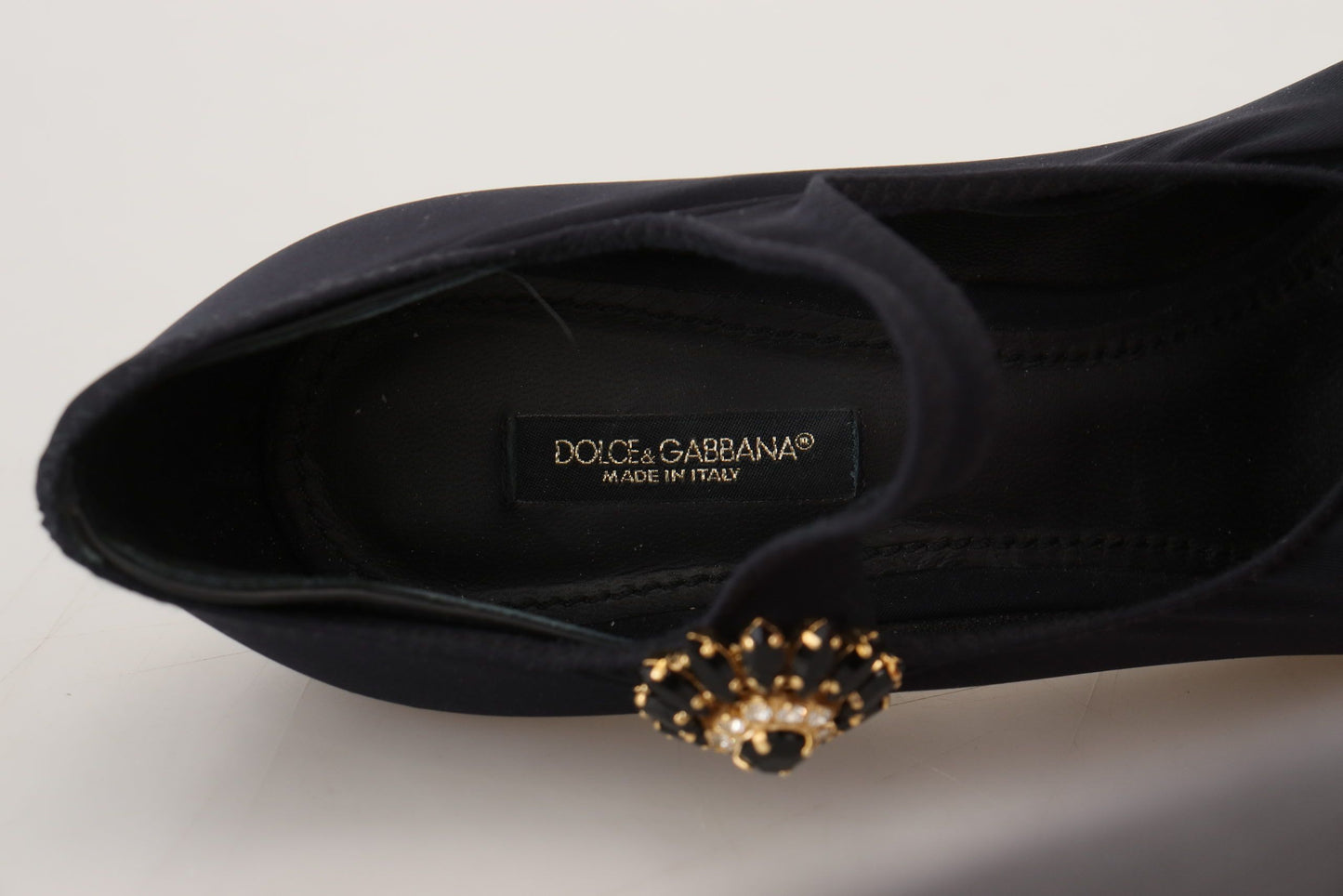 Chic Black Mary Jane Sock Pumps with Crystals by Dolce & Gabbana