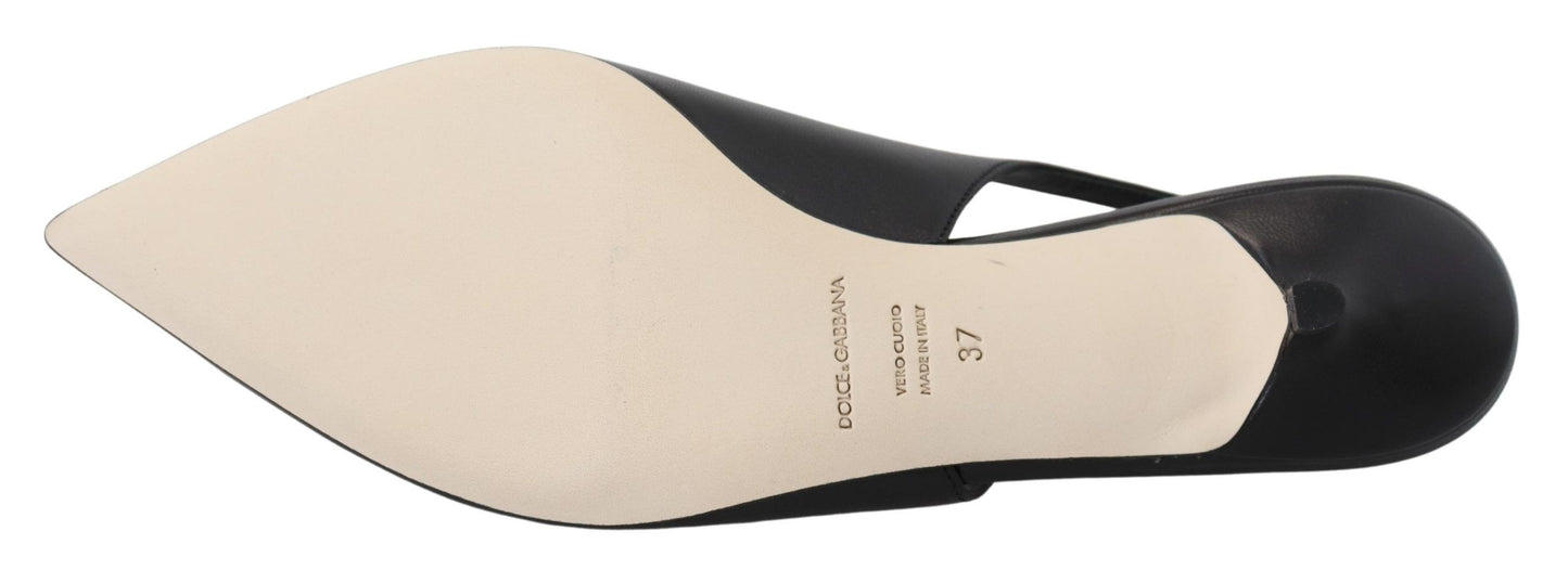 - Elegant Black Leather Slingback Pumps