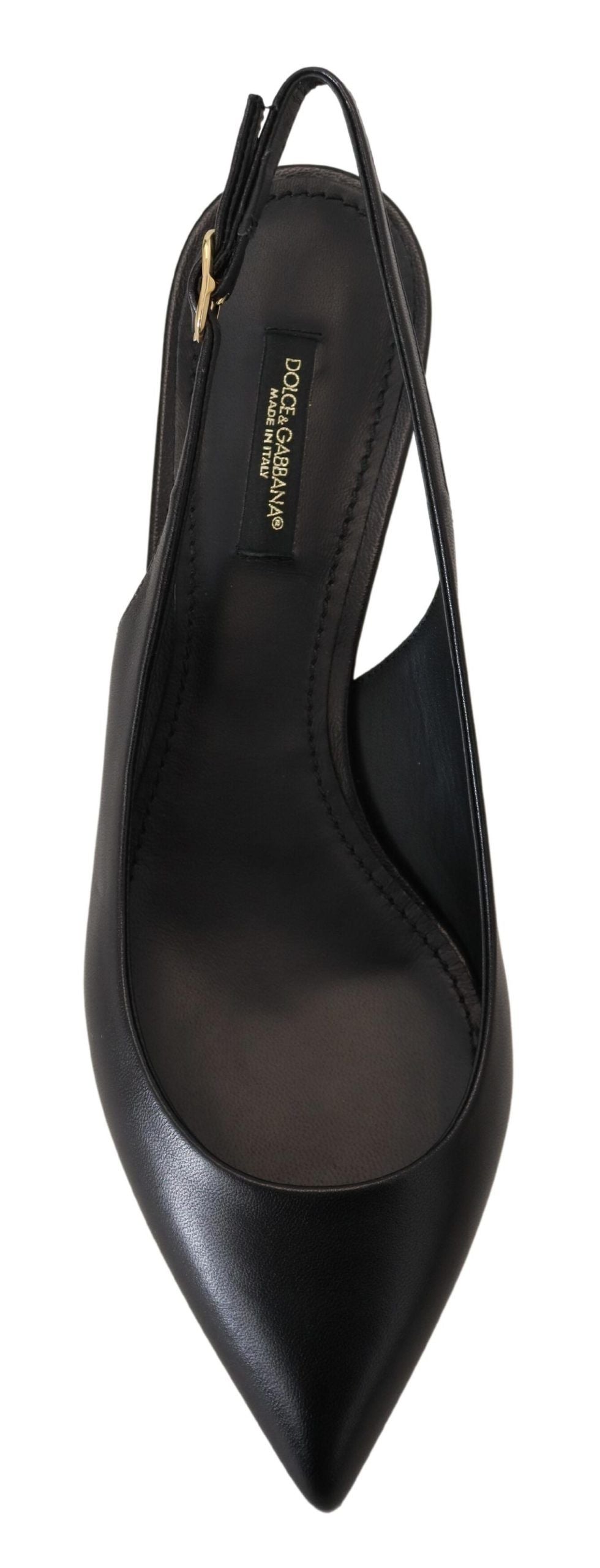 - Elegant Black Leather Slingback Pumps