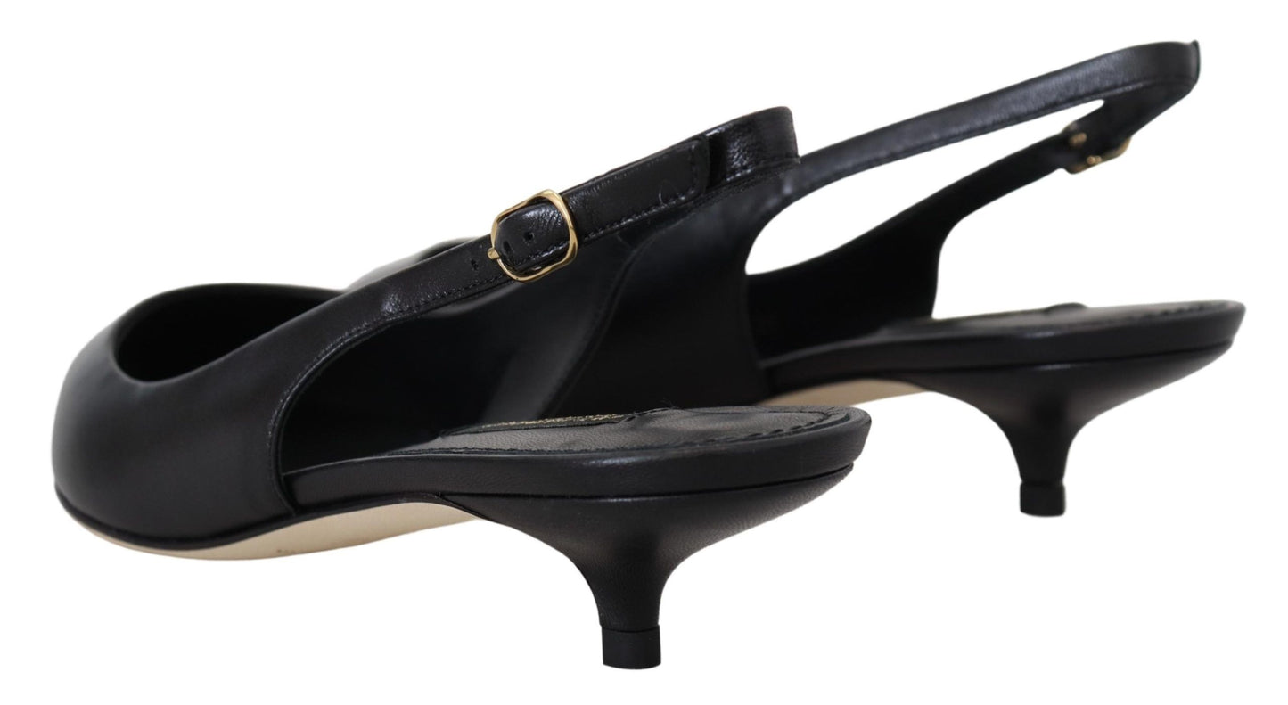 - Elegant Black Leather Slingback Pumps