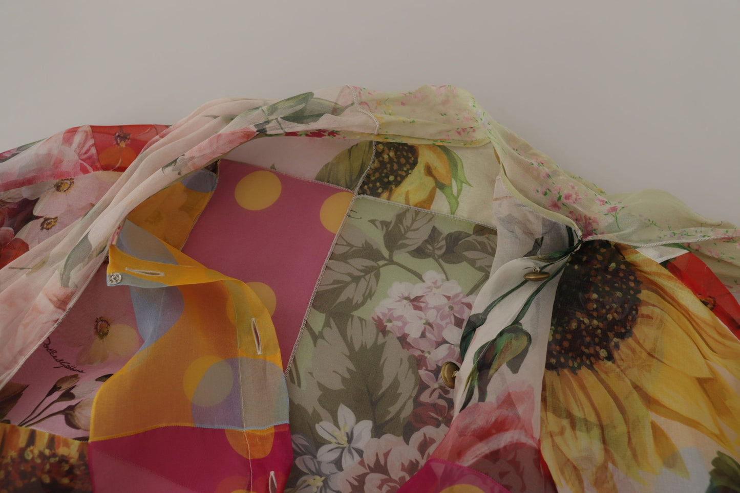 - Multicolor Silk Ascot Collar Blouse