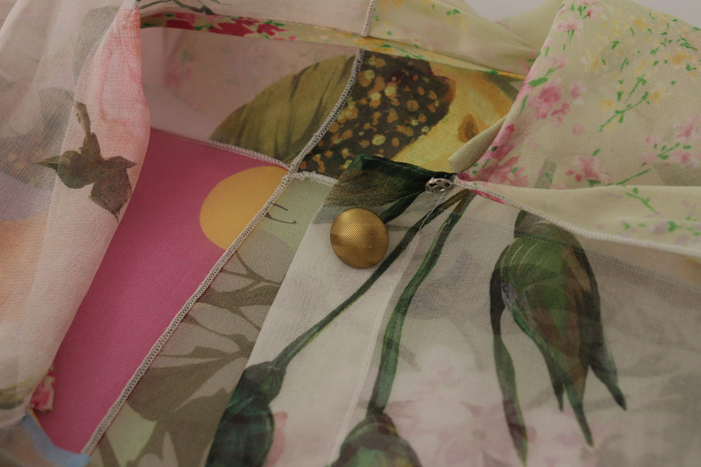 - Multicolor Silk Ascot Collar Blouse