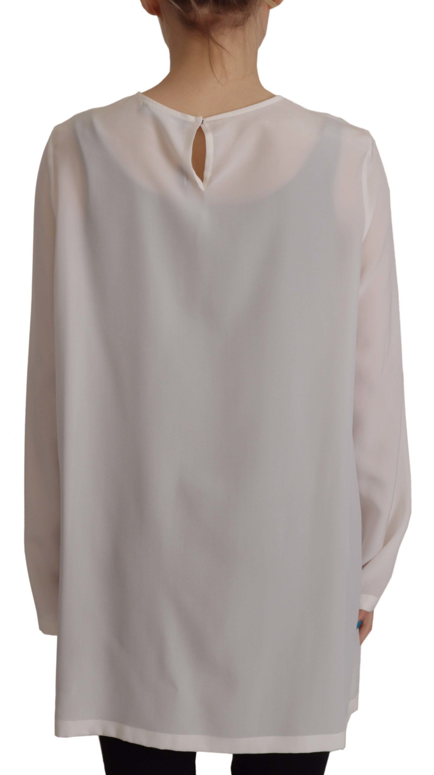 - Elegant Silk Top with Logo Embroidery