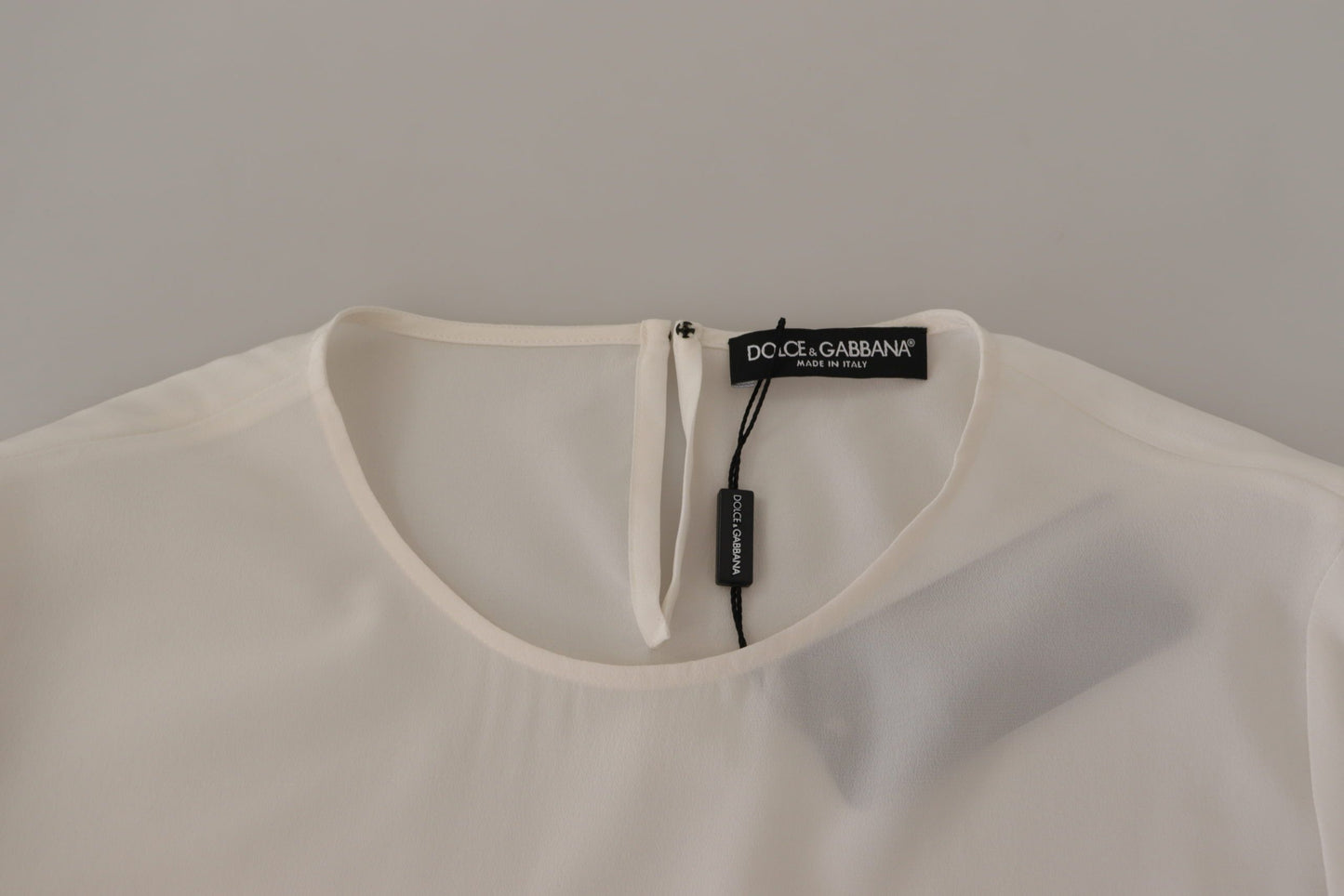 - Elegant Silk Top with Logo Embroidery