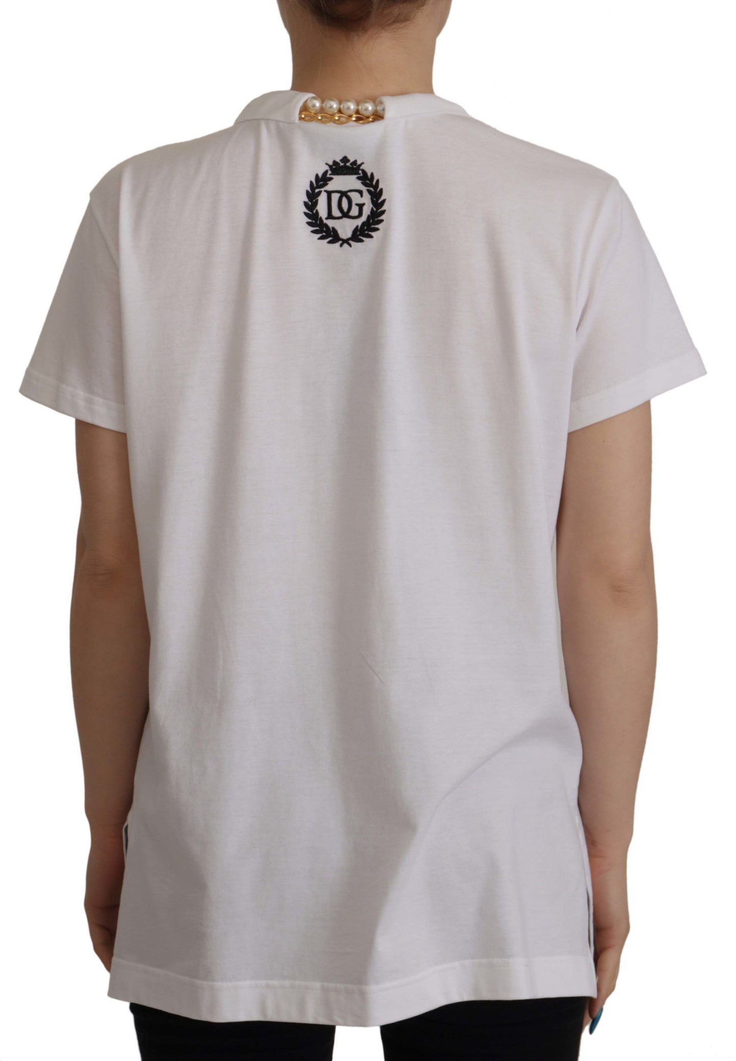 - Stunning V-Neckline Logo Embellished Tee
