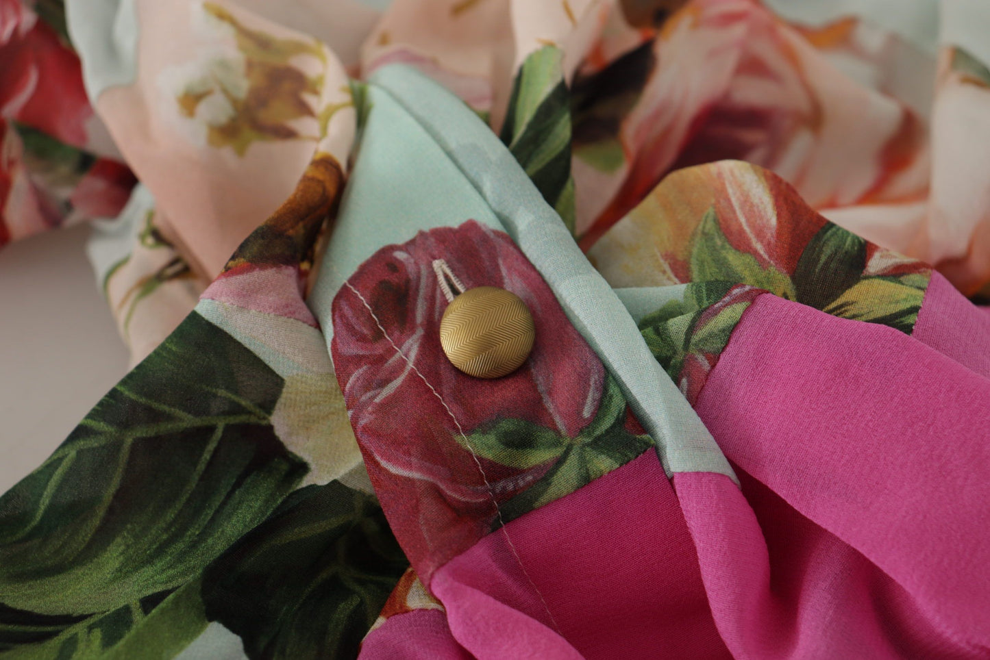 - Elegant Floral Patchwork Silk Blouse