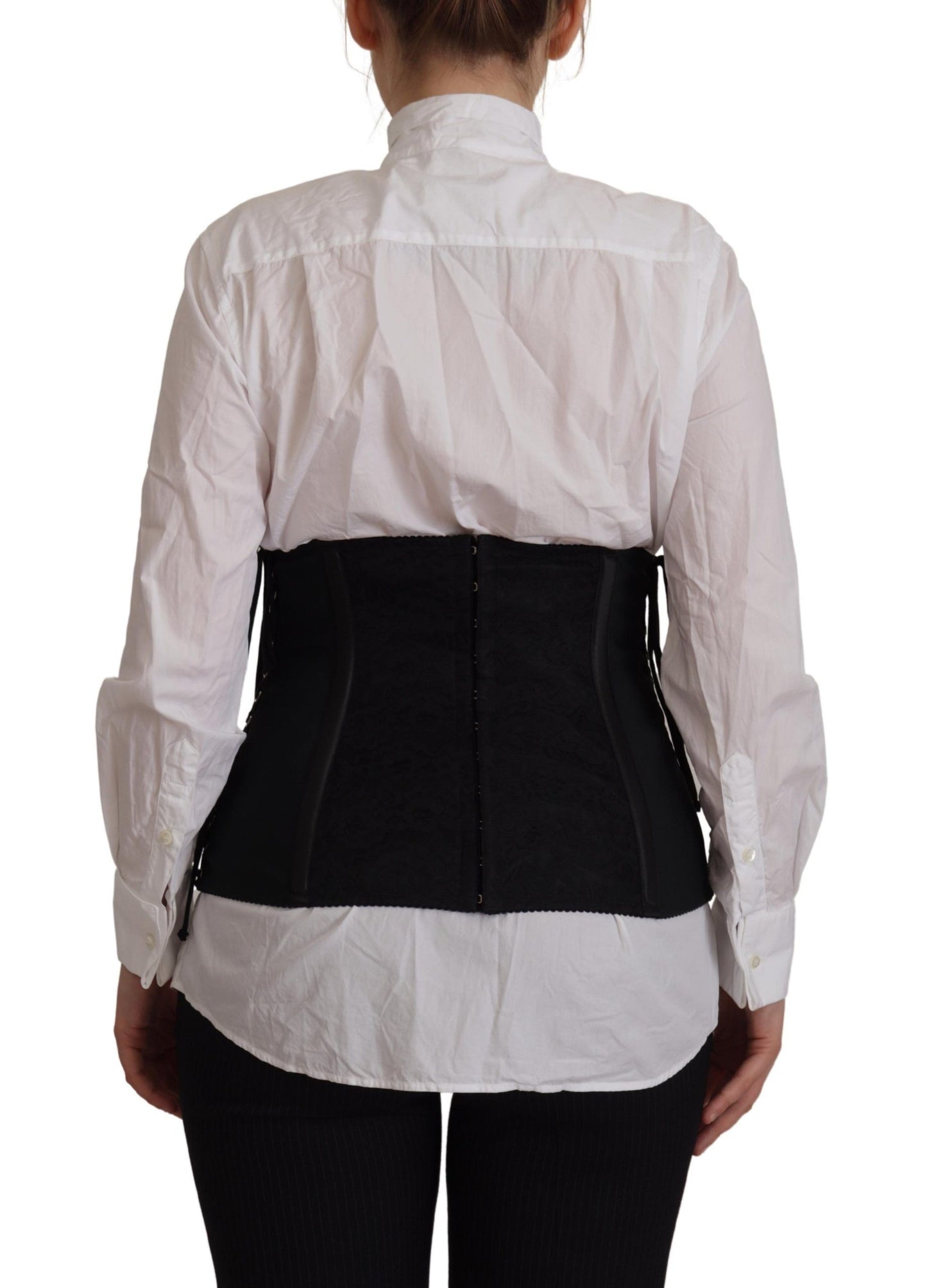 - Elegant Black Corset Waist Strap Top