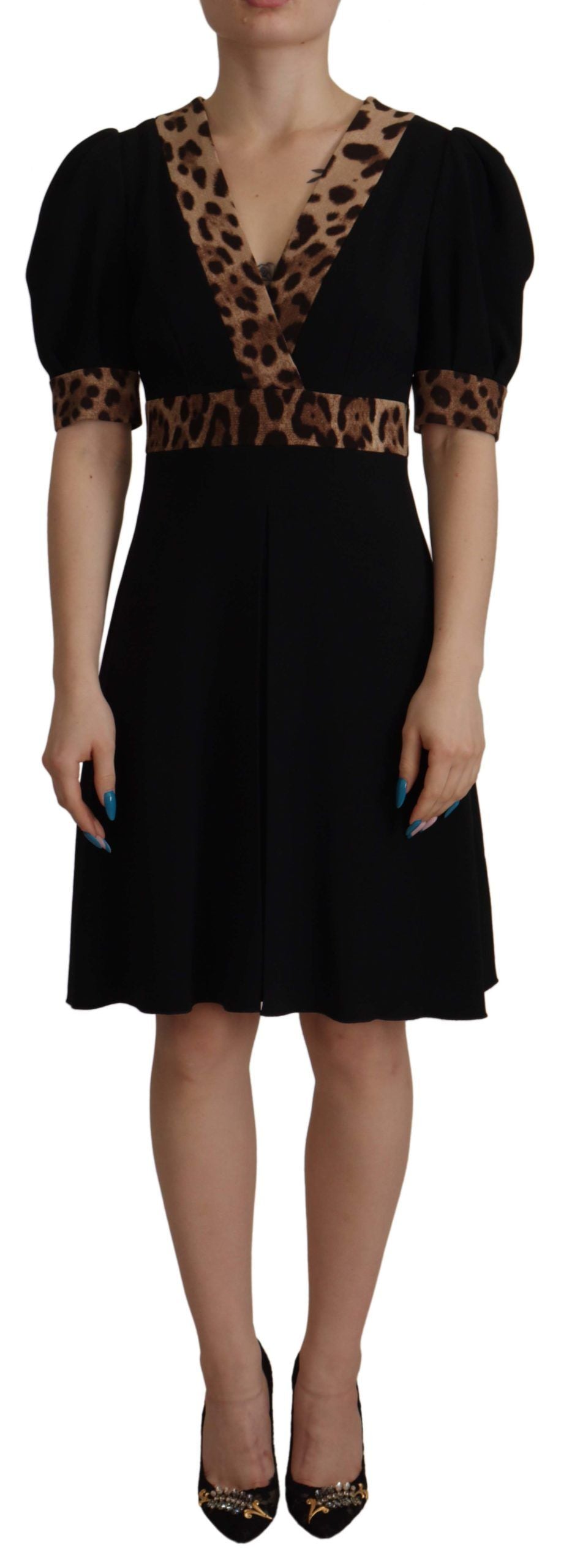 - Elegant Black V-Neck A-Line Dress