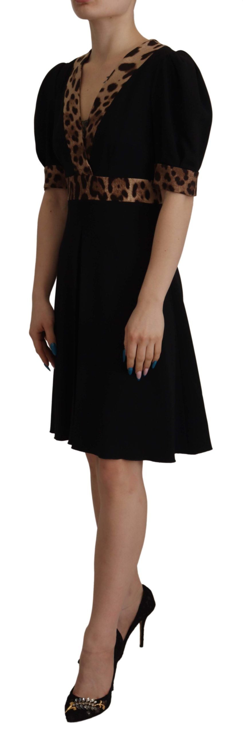 - Elegant Black V-Neck A-Line Dress