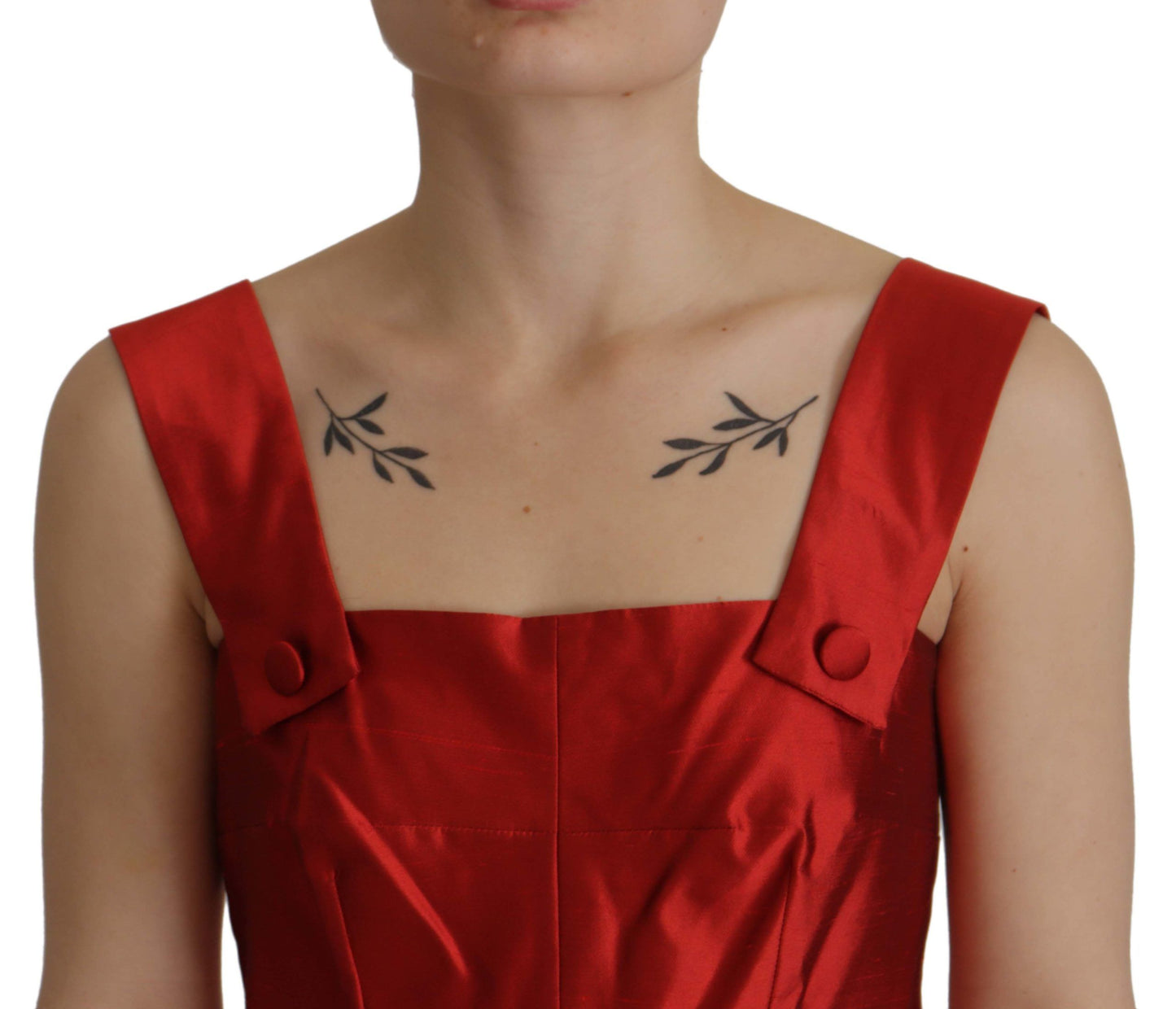 - Radiant Red Silk A-Line Midi Dress