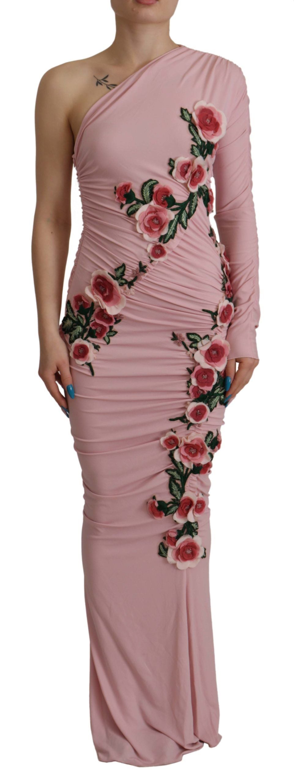 - Elegant Pink One Shoulder Bodycon Dress