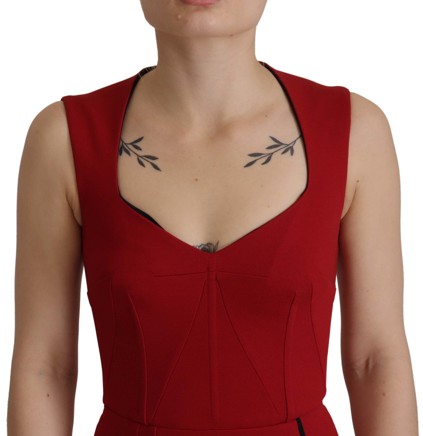 - Elegant Red Bodycon Midi Dress